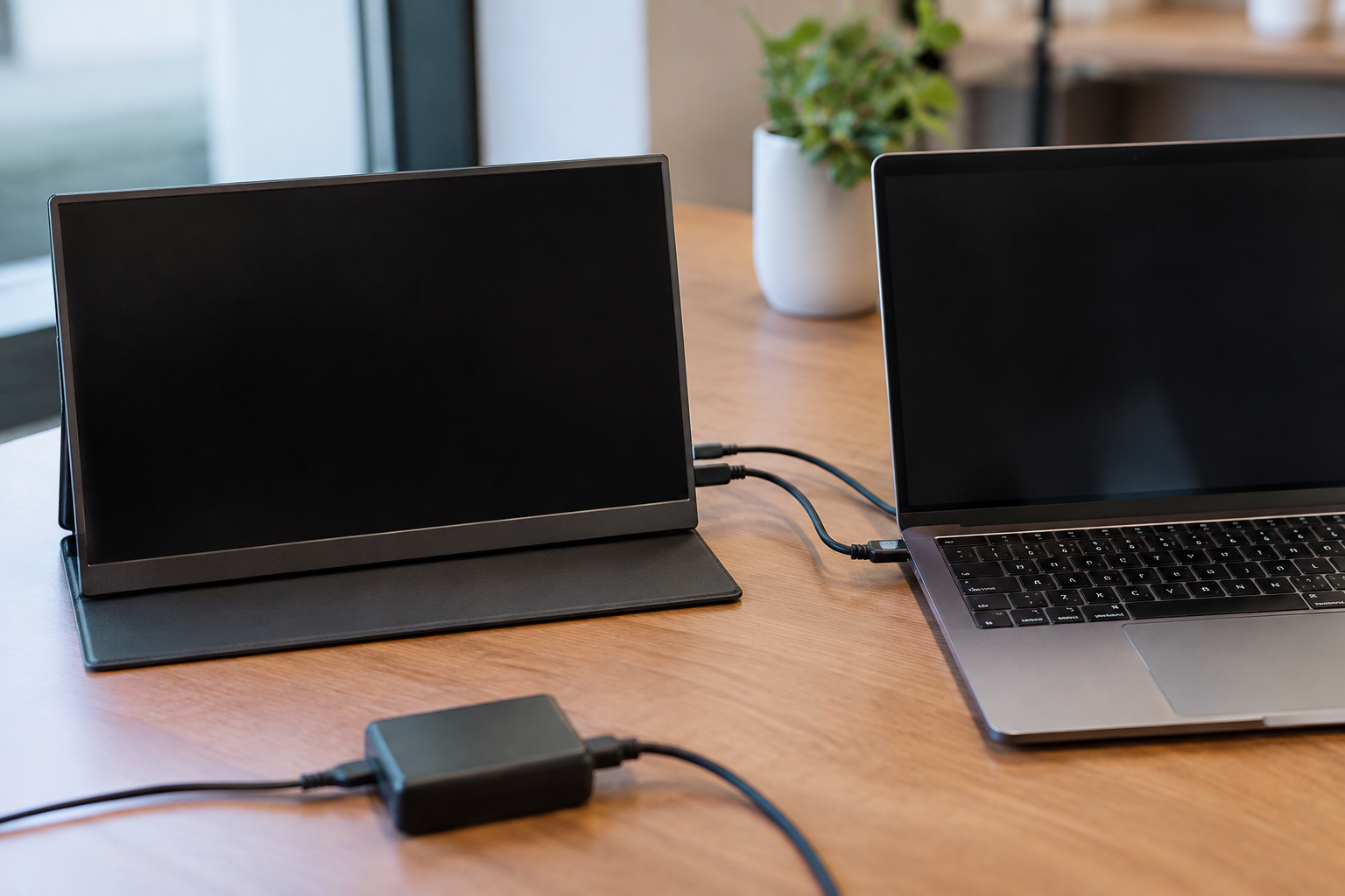 Geen beeld op je draagbare monitor? Controleer deze aansluitpunten